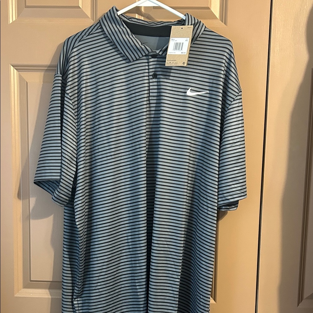 Nike Men’s Blue & Gray Striped Dri-FIT Polo